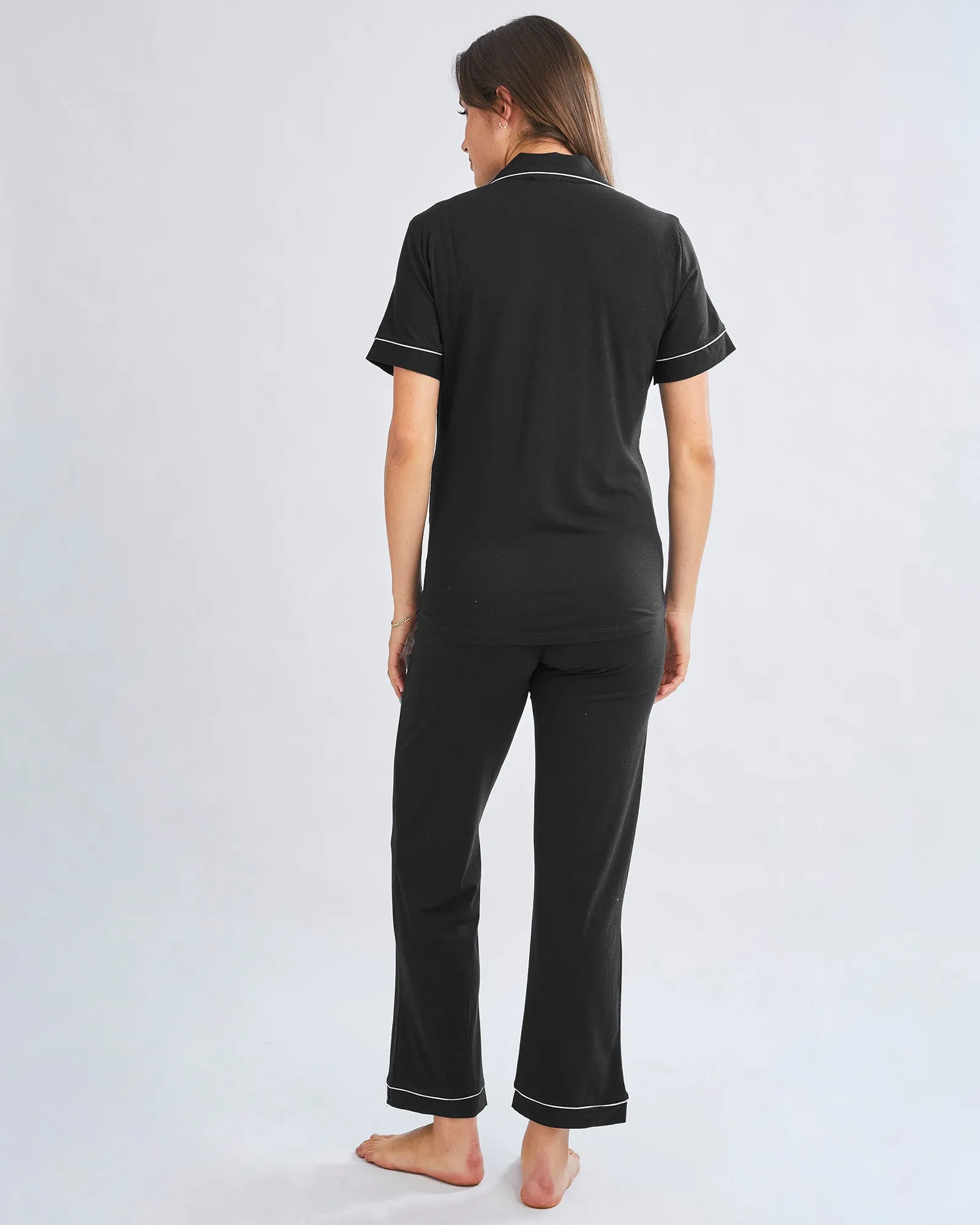 Maternity Bamboo Pajama Set in Black