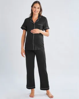 Maternity Bamboo Pajama Set in Black