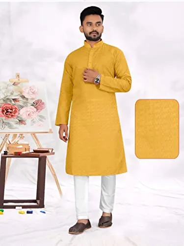 Men Cotton Kurta Pajama Set Indian Party Dress Ethnic Churidhar For Men Wedding