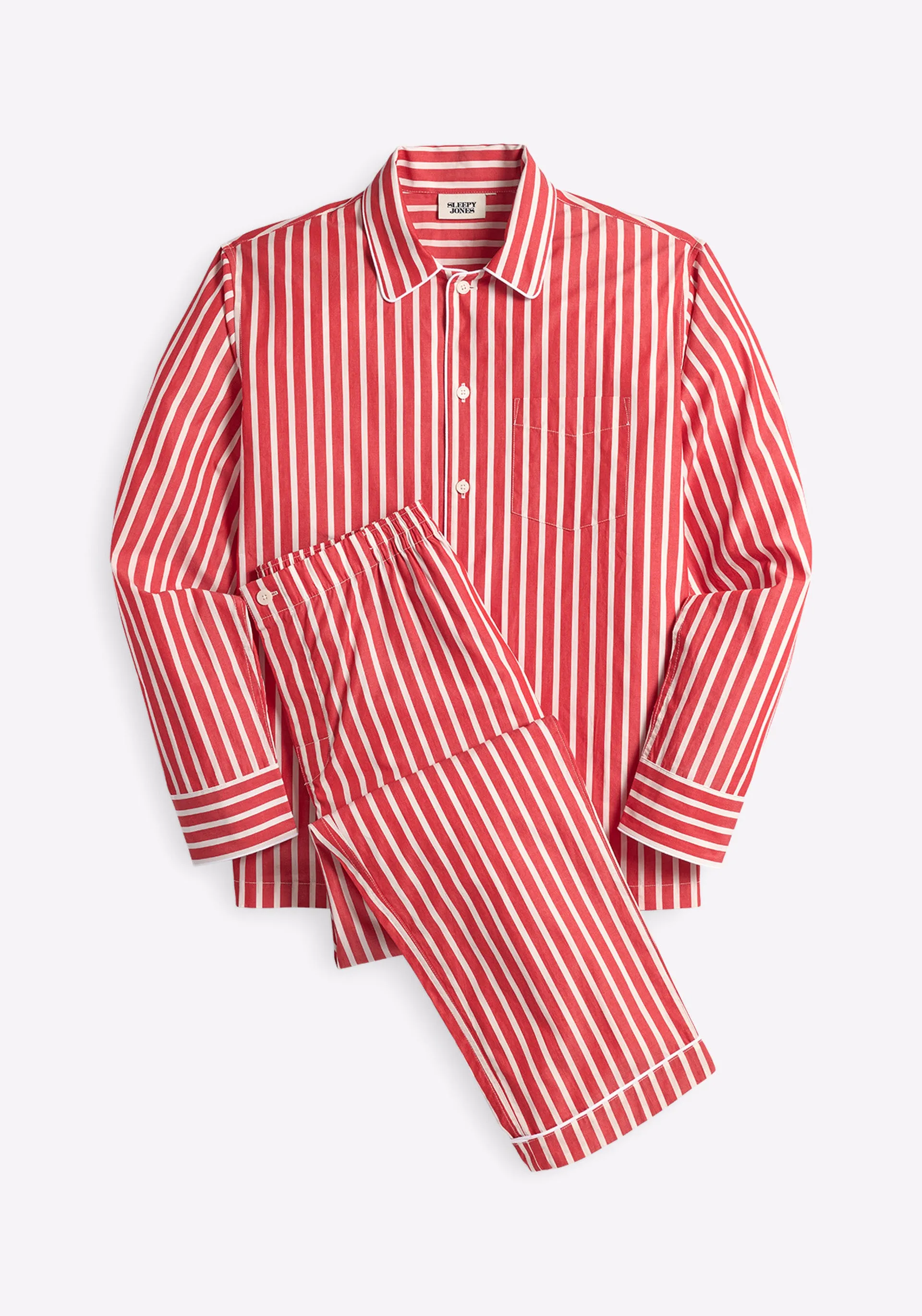 Men's Henry Pajama Set in Red Breton Stripe