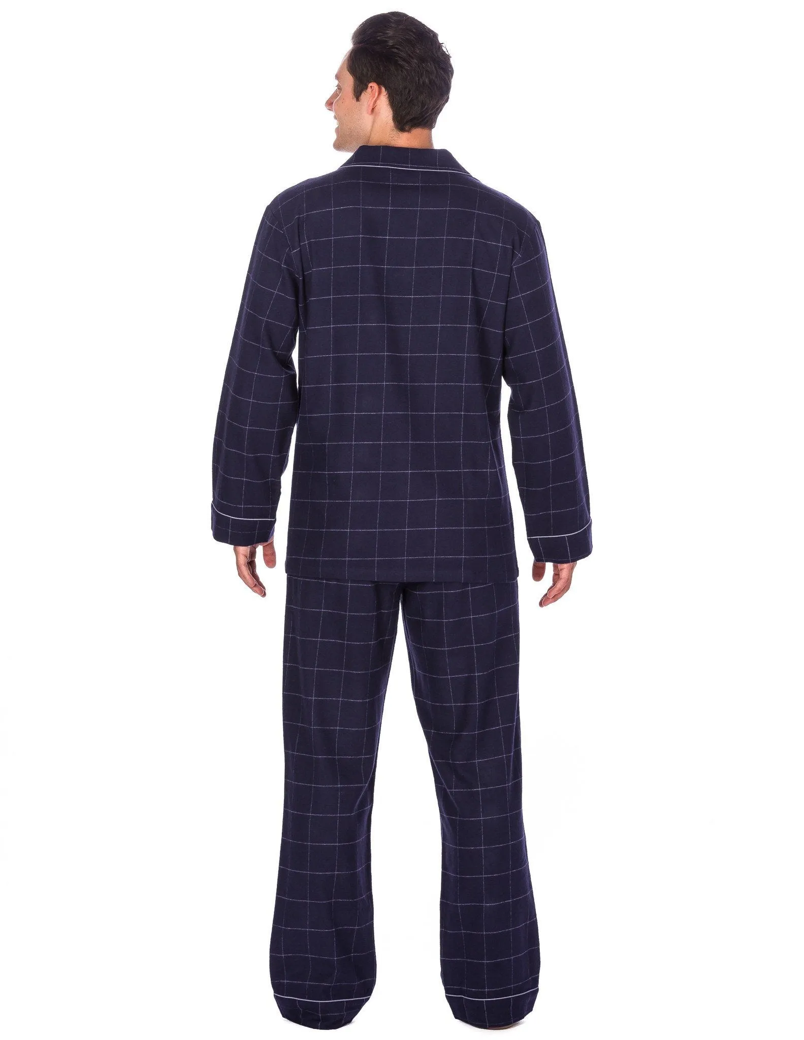 Men's Premium 100% Cotton Flannel Pajama Sleepwear Set (Relaxed Fit) - Blue