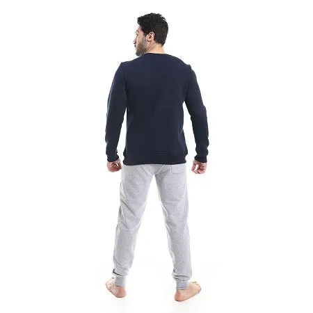 Men's Winter Crewneck Pajama Set - Navy