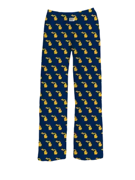 Michigan Pattern Lounge Pants In Blue & Yellow