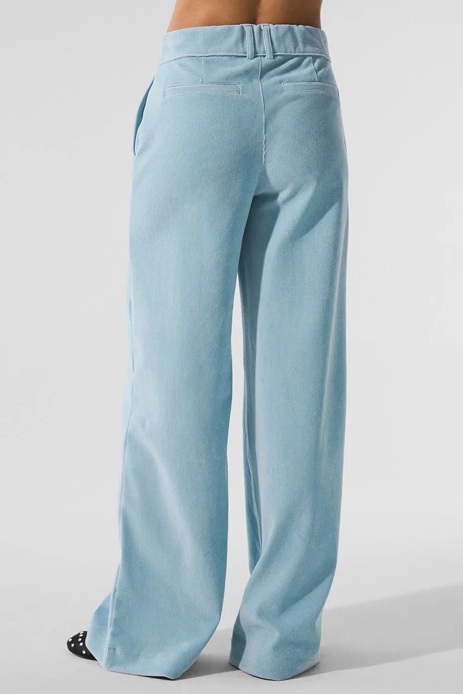 Micro Corduroy Mid-Rise Dreamer Wide Leg Trouser - Celestial Blue