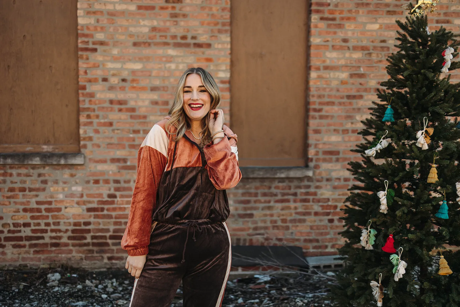 missy velour zip up jacket in mocha