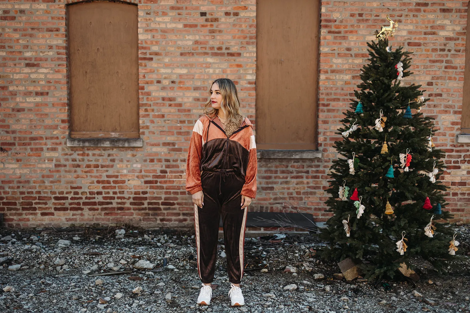 missy velour zip up jacket in mocha