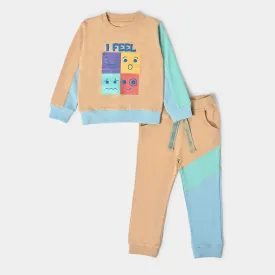 Misty Brown Colorblock Sweatshirt & Pajama Set