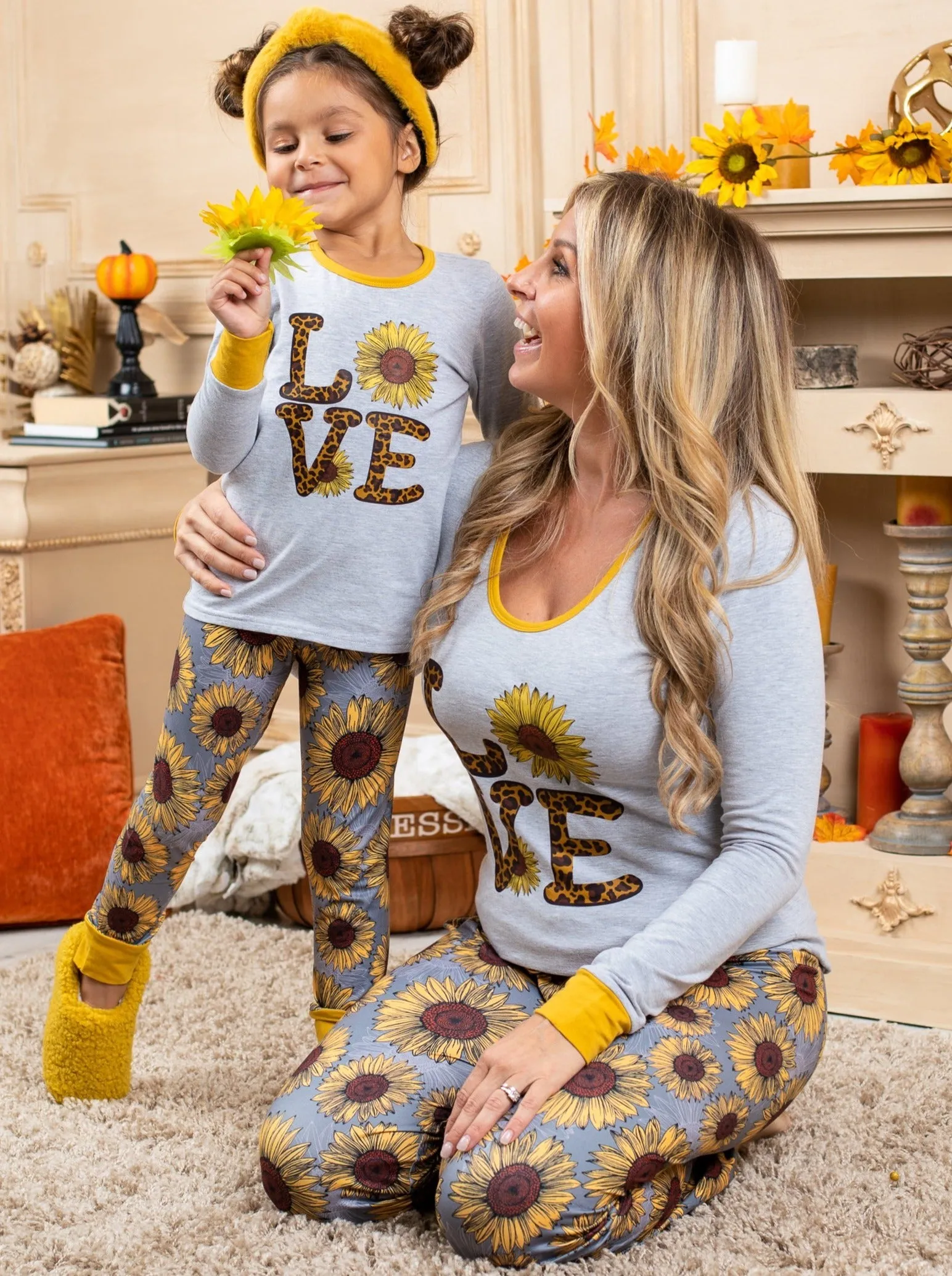 Mommy and Me Love Sunflowers Pajama Set