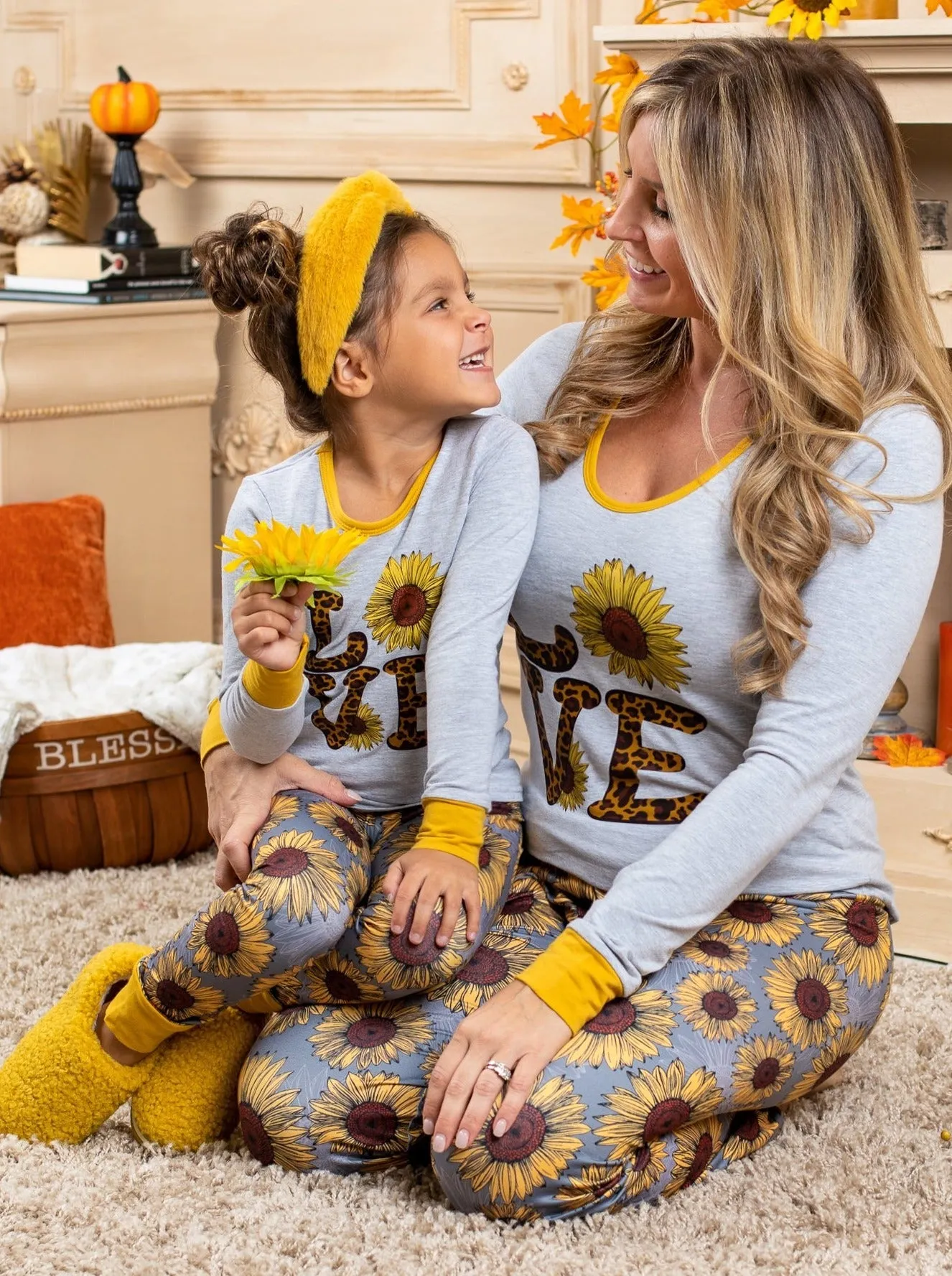 Mommy and Me Love Sunflowers Pajama Set