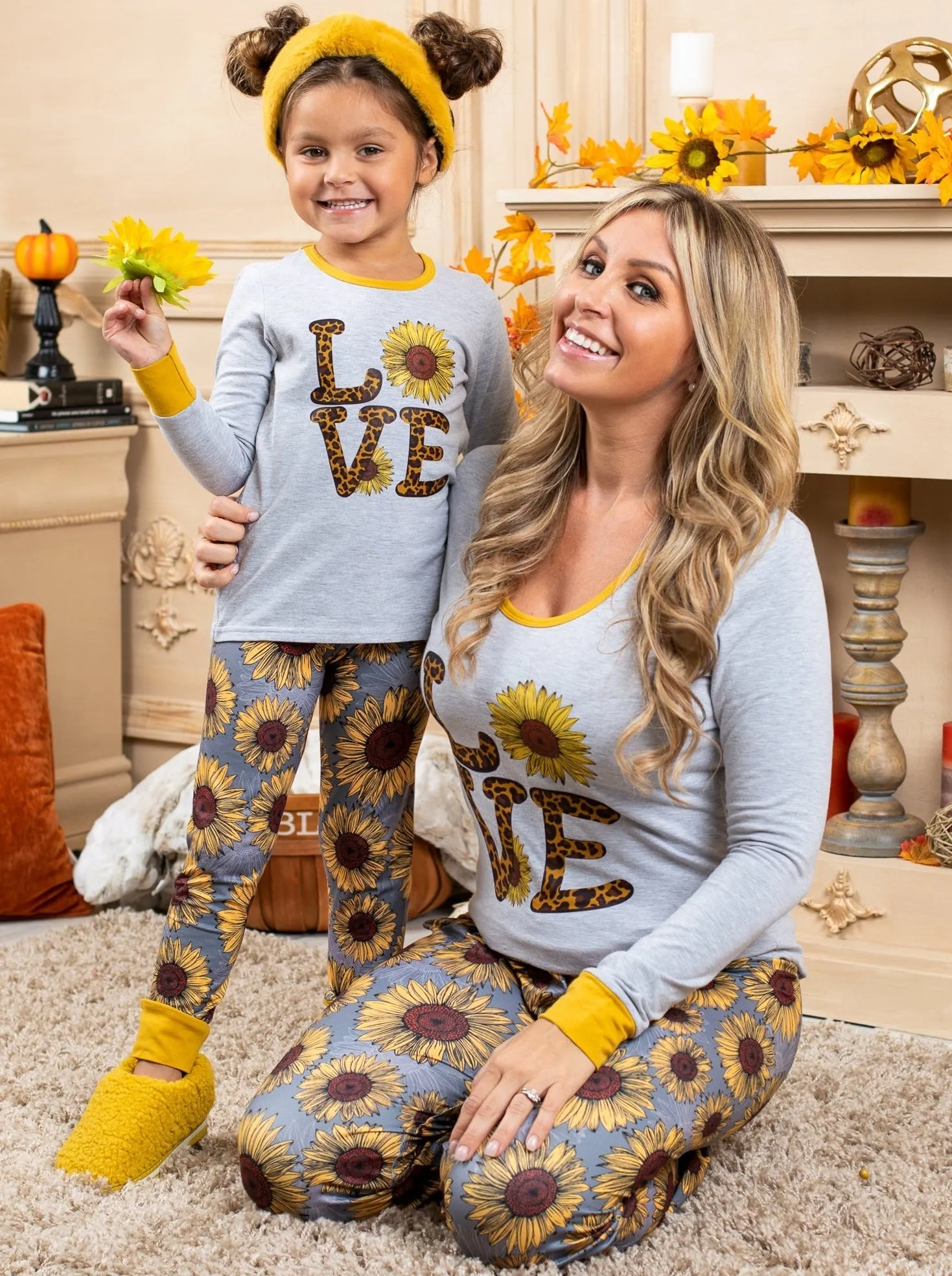 Mommy and Me Love Sunflowers Pajama Set