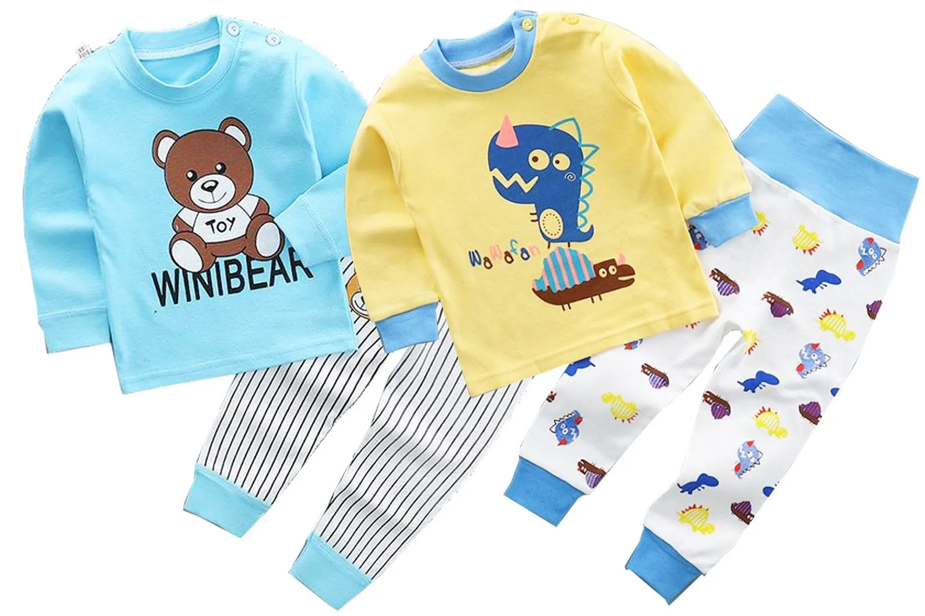 Naughty Dino and Teddy Bear Baby and Toddler Pyjama Set of 2