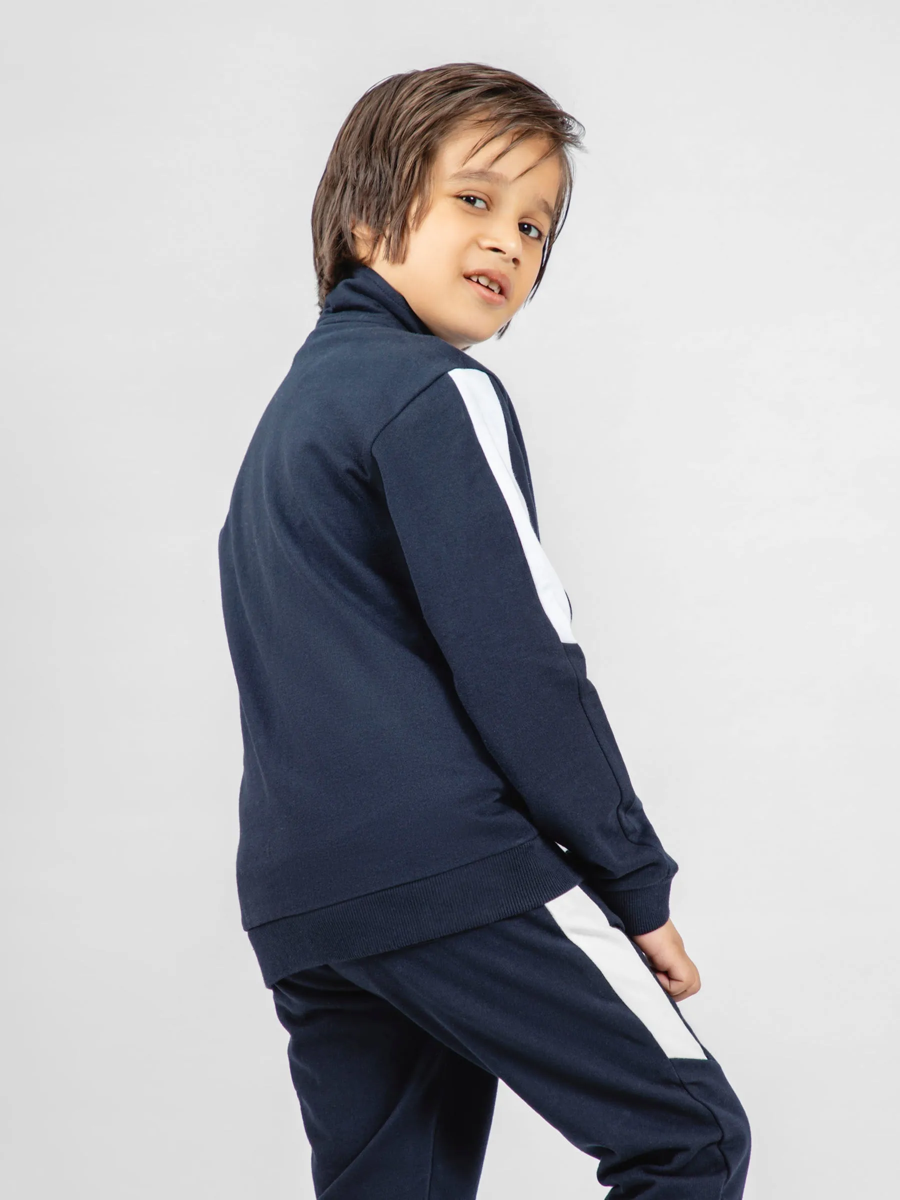 Navy Blue Tracksuit With Upper & Jogger Pajama - Pack Of 2 PC