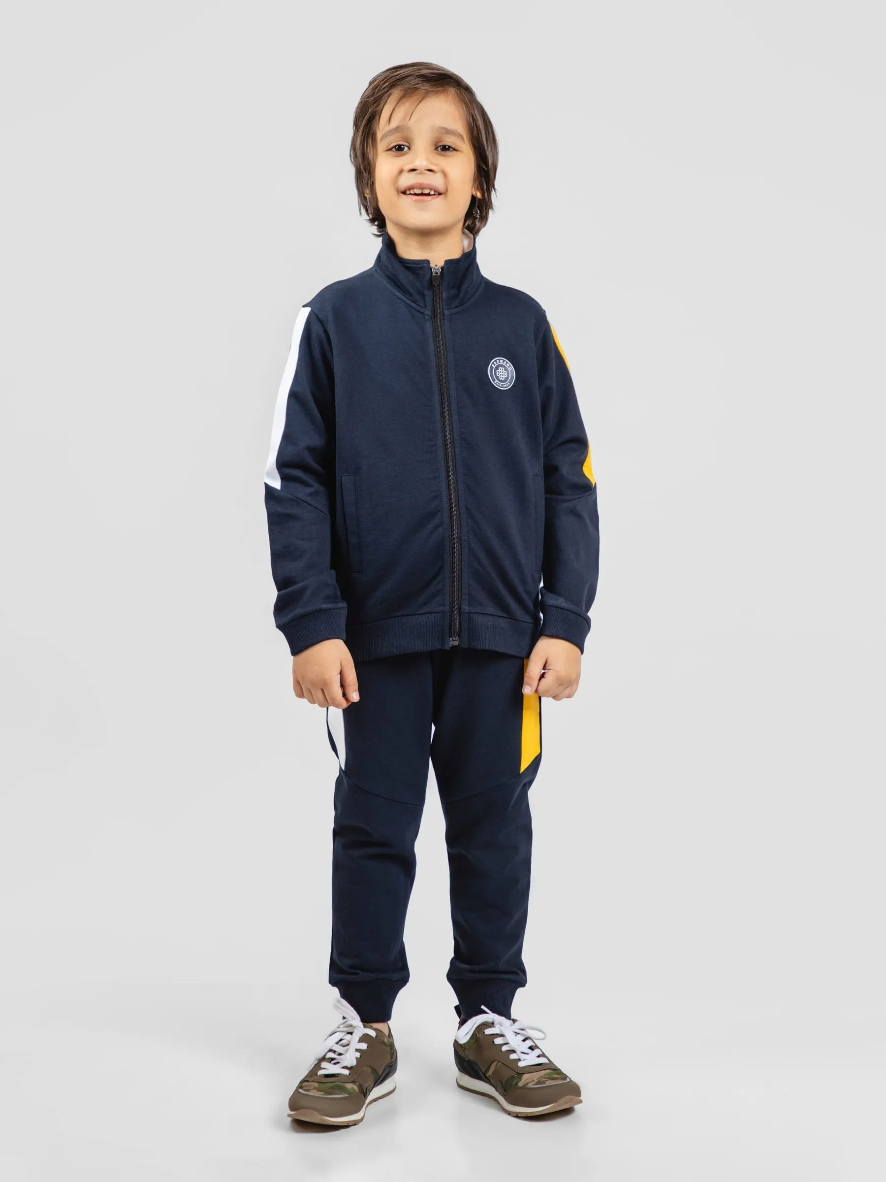 Navy Blue Tracksuit With Upper & Jogger Pajama - Pack Of 2 PC