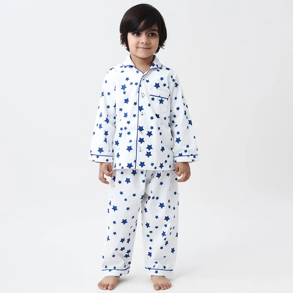 Navy Stars Pajama Set For Kids