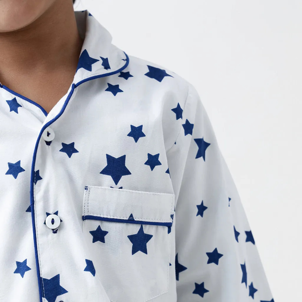 Navy Stars Pajama Set For Kids