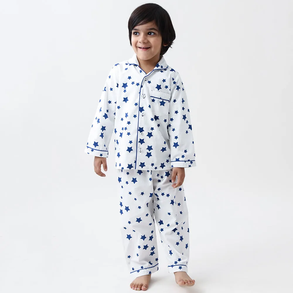 Navy Stars Pajama Set For Kids