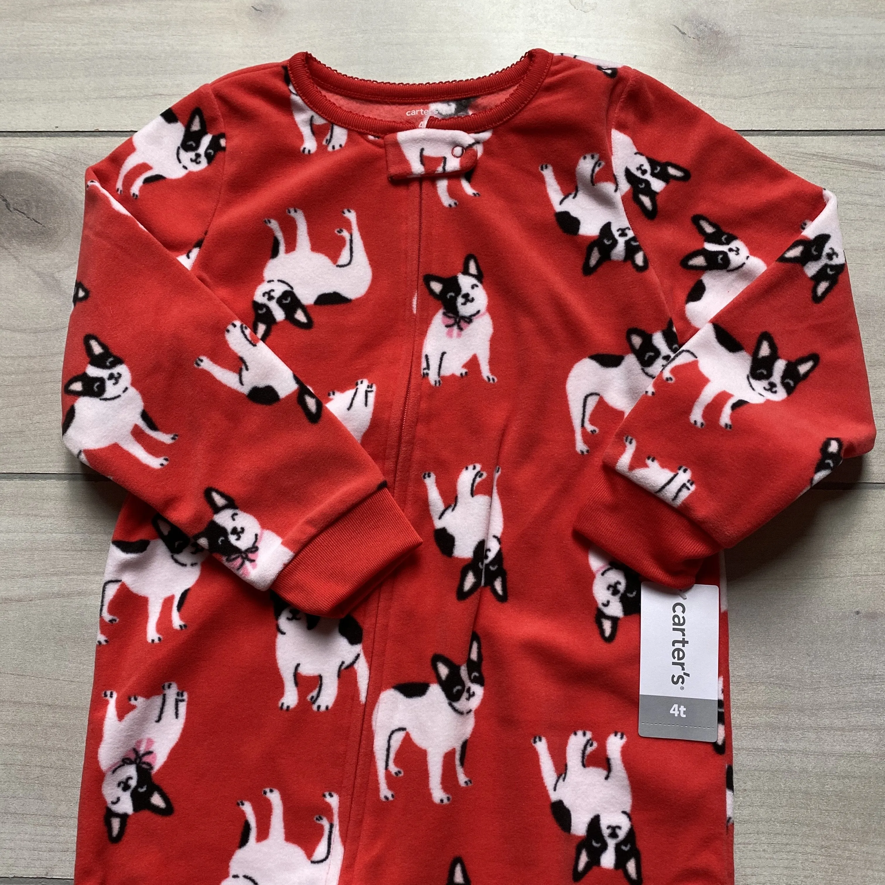 NEW Carter's Footed Zipper Red Dog Fleece Pajama One Piece Sleeper