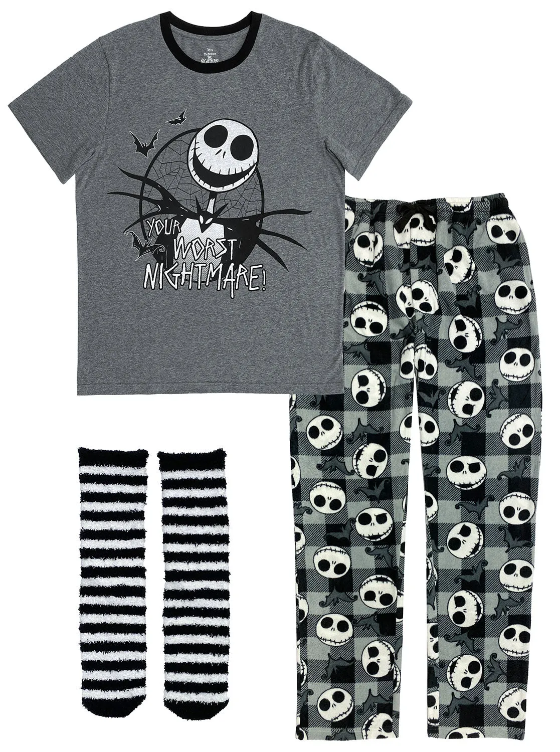 Nightmare Before Christmas 3 Piece Gift Set Pajama Pants, Shirt and Socks