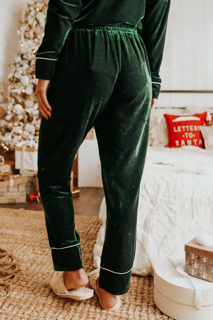 North Pole Green Velvet Pajama Set