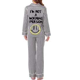 Not a Morning Person Pajama Set Black White L/S