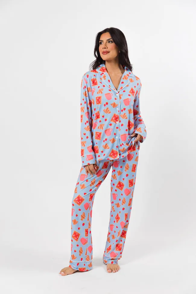 On A Cloud In Girl Brunch Plush Knit Pajama Set