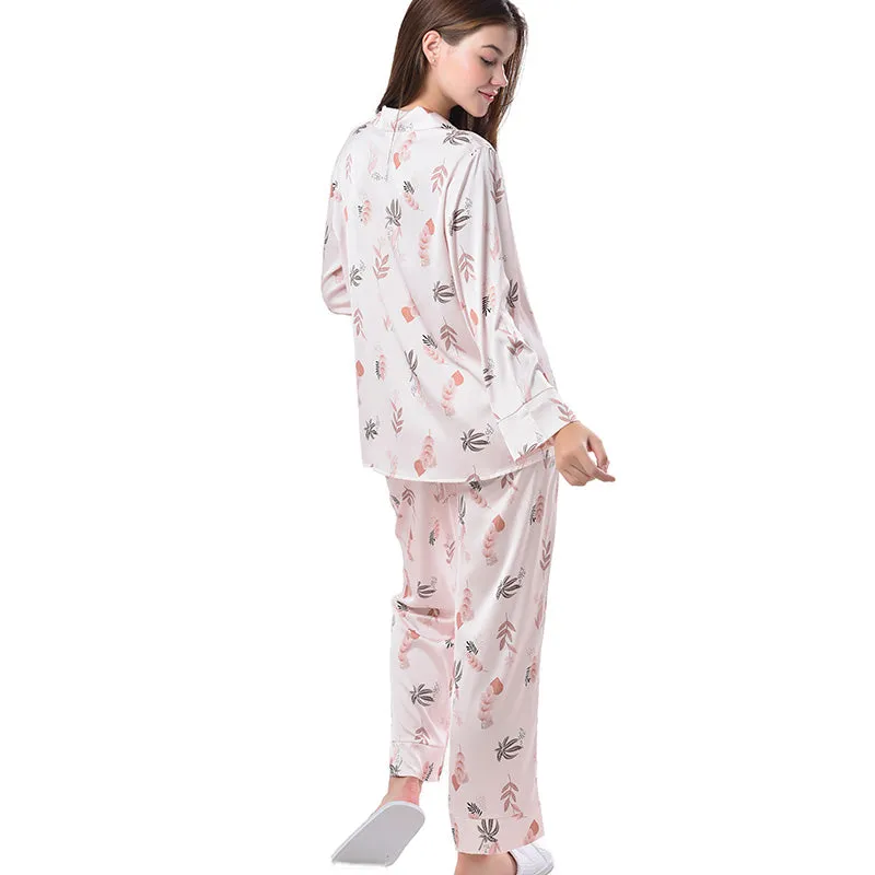 Pajamas Set Long sleeve and Pants Sleepwear Soft and Comfy Button Down Loungewear Relaxed Fit Wildflower