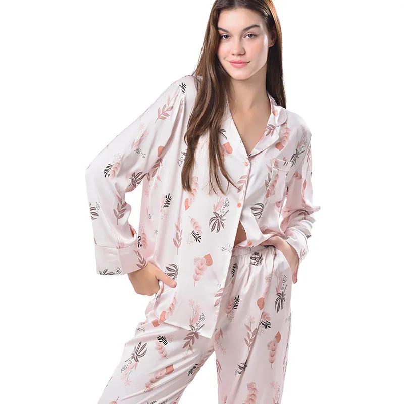 Pajamas Set Long sleeve and Pants Sleepwear Soft and Comfy Button Down Loungewear Relaxed Fit Wildflower