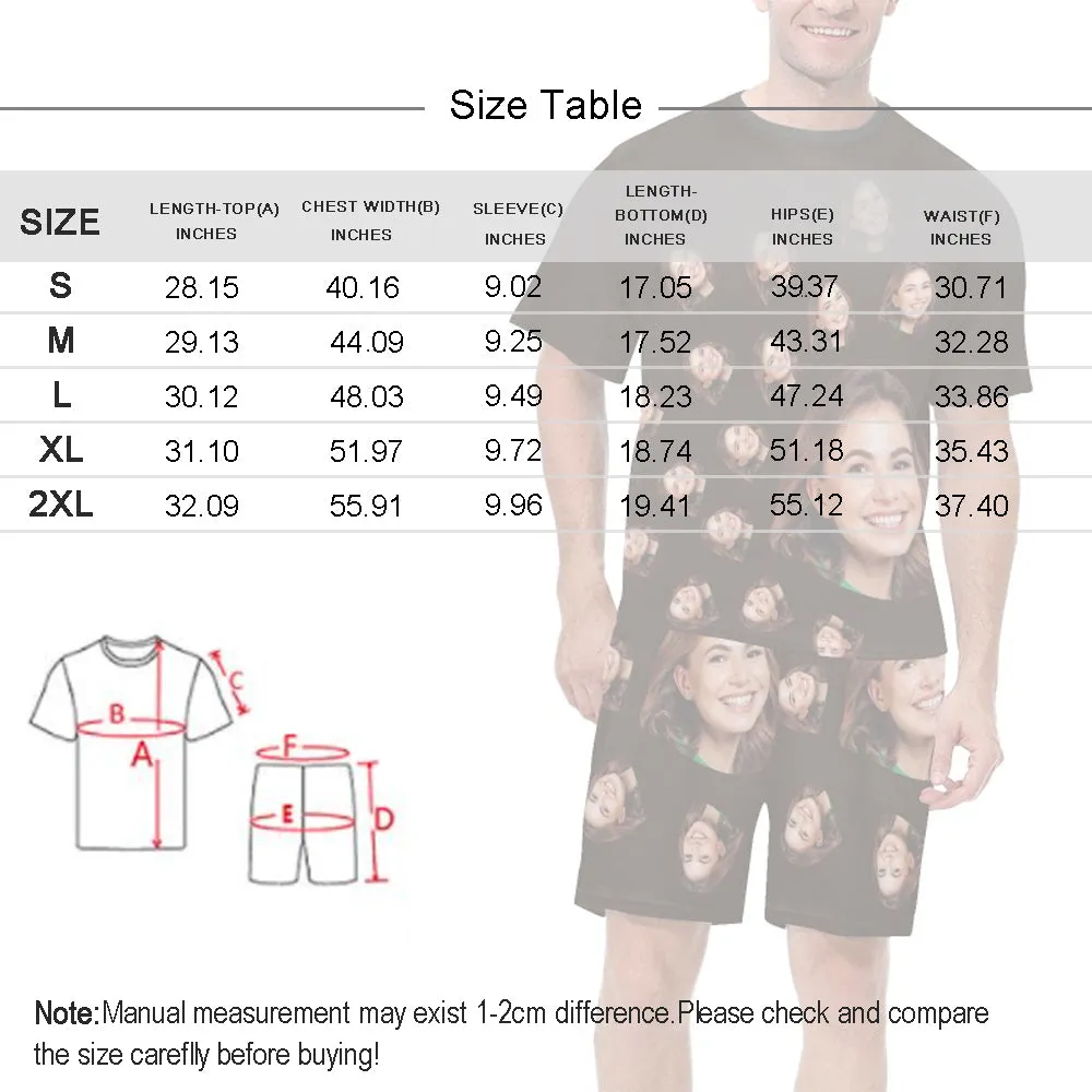 Personalized Face Circle Pajamas For Men Sleepwear Custom Photo Men's Short Pajama