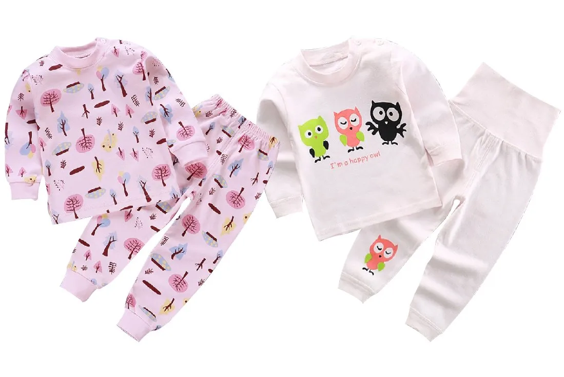 Pink Forest and Three Little Owls Baby and Toddler Pyjama Set of 2