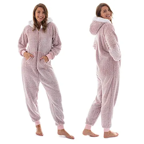 Pink Teddy Fleece Women's Onesie Pajamas X-Large