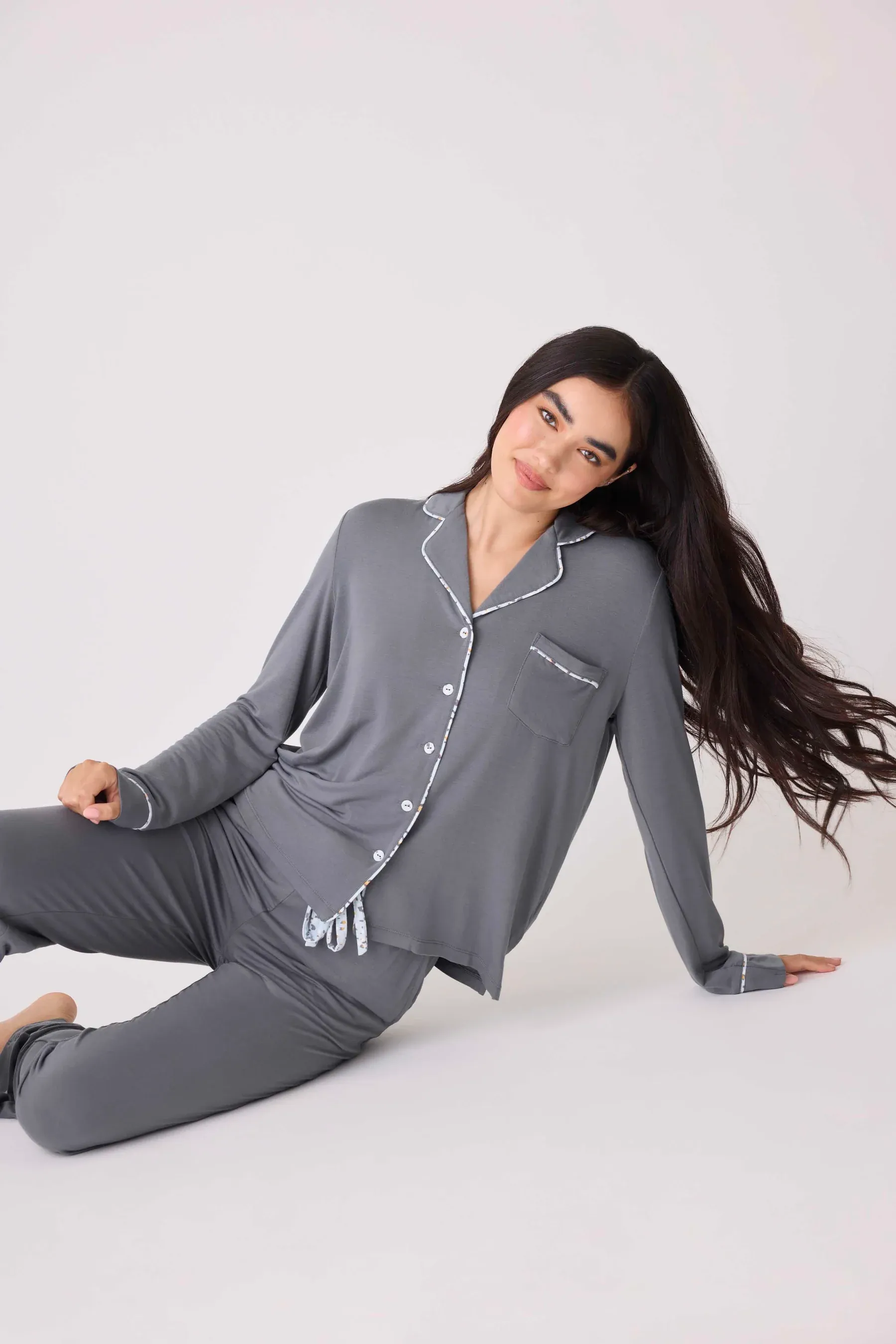 PJ Salvage Wild Dreams Modal 3 Piece Pajama Set - Charcoal