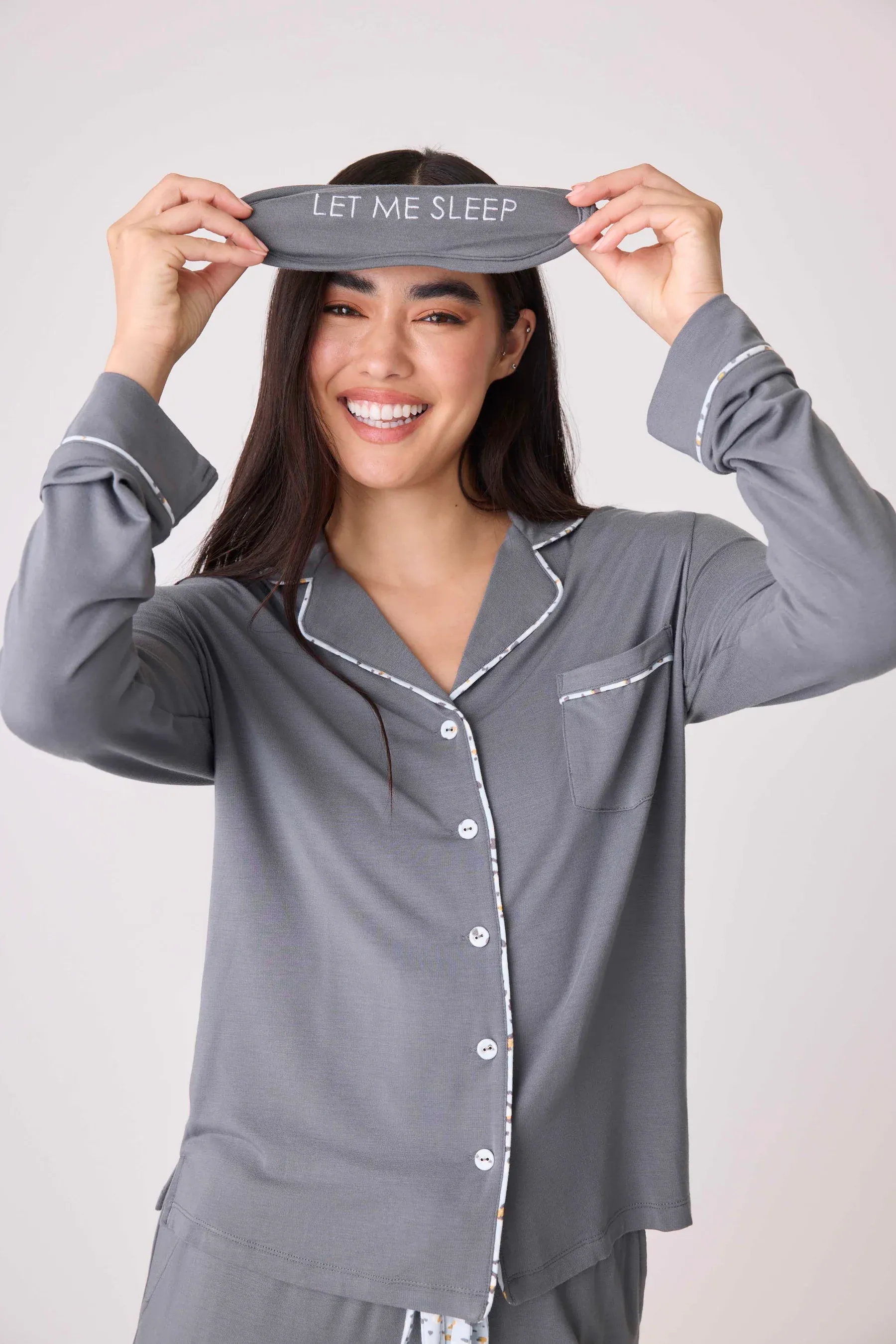 PJ Salvage Wild Dreams Modal 3 Piece Pajama Set - Charcoal