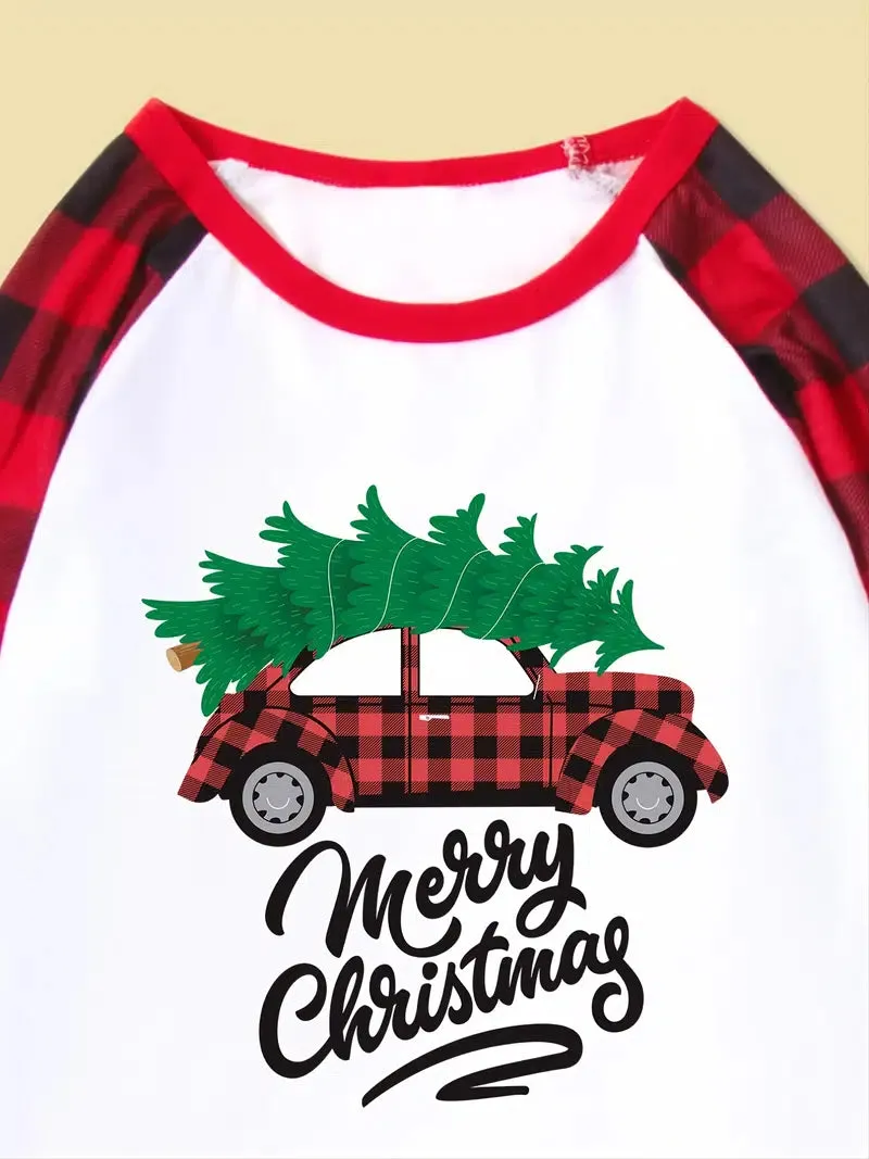 Plaid Car and Tree 2 piece Pajamas