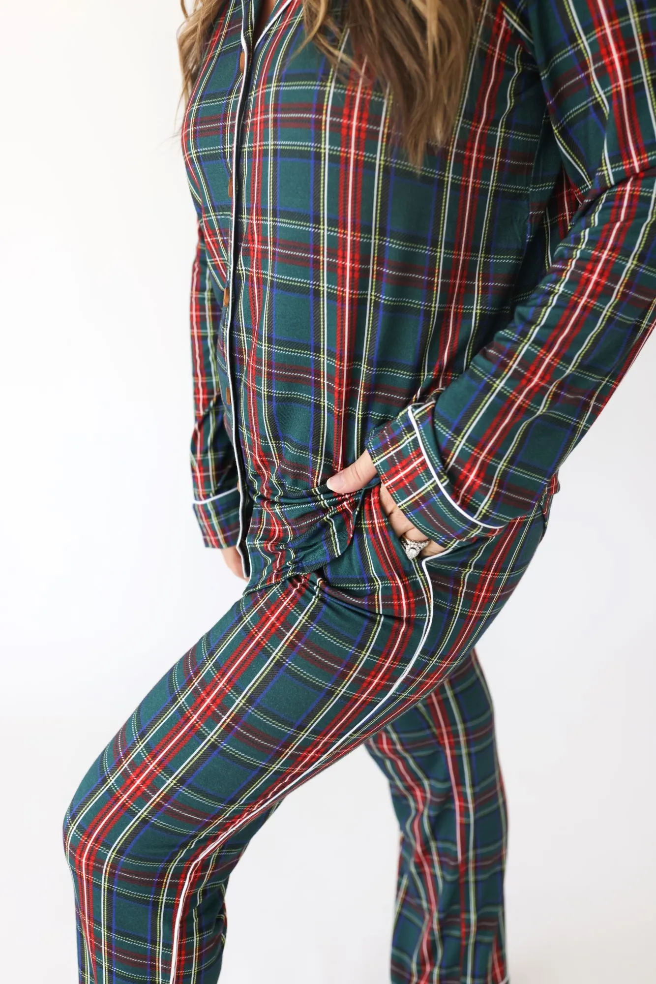 Posh Peanut Tartan Plaid Women's L/S & Relaxed Pant Pajama Set