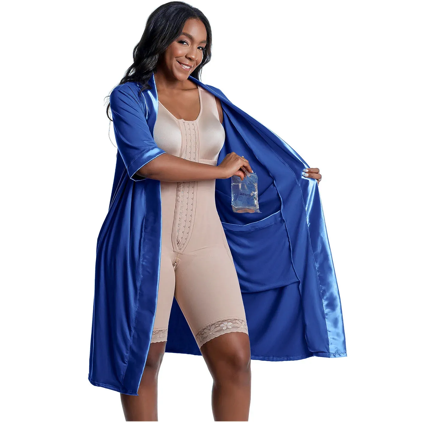 Post Surgery Recovery Night Gown Robe with Drain Pockets | ¾ Sleeves