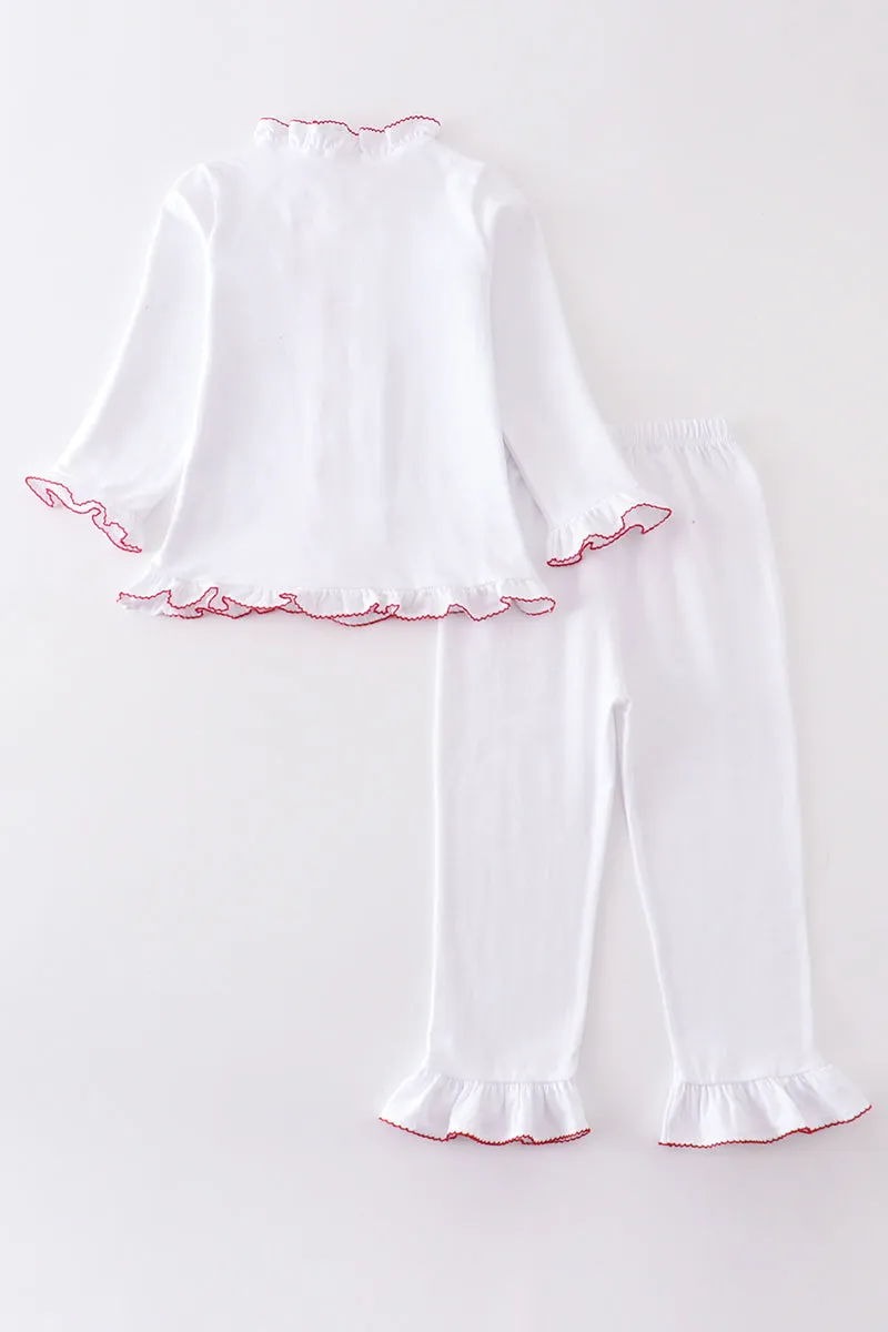 Premium White pocket girl pajamas set