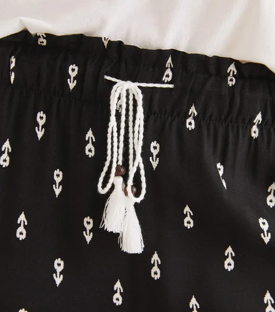 Printed Viscose Pyjama Bottoms Black and White