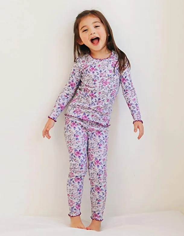 Purple Garden Shirring Long Sleeve Pajama