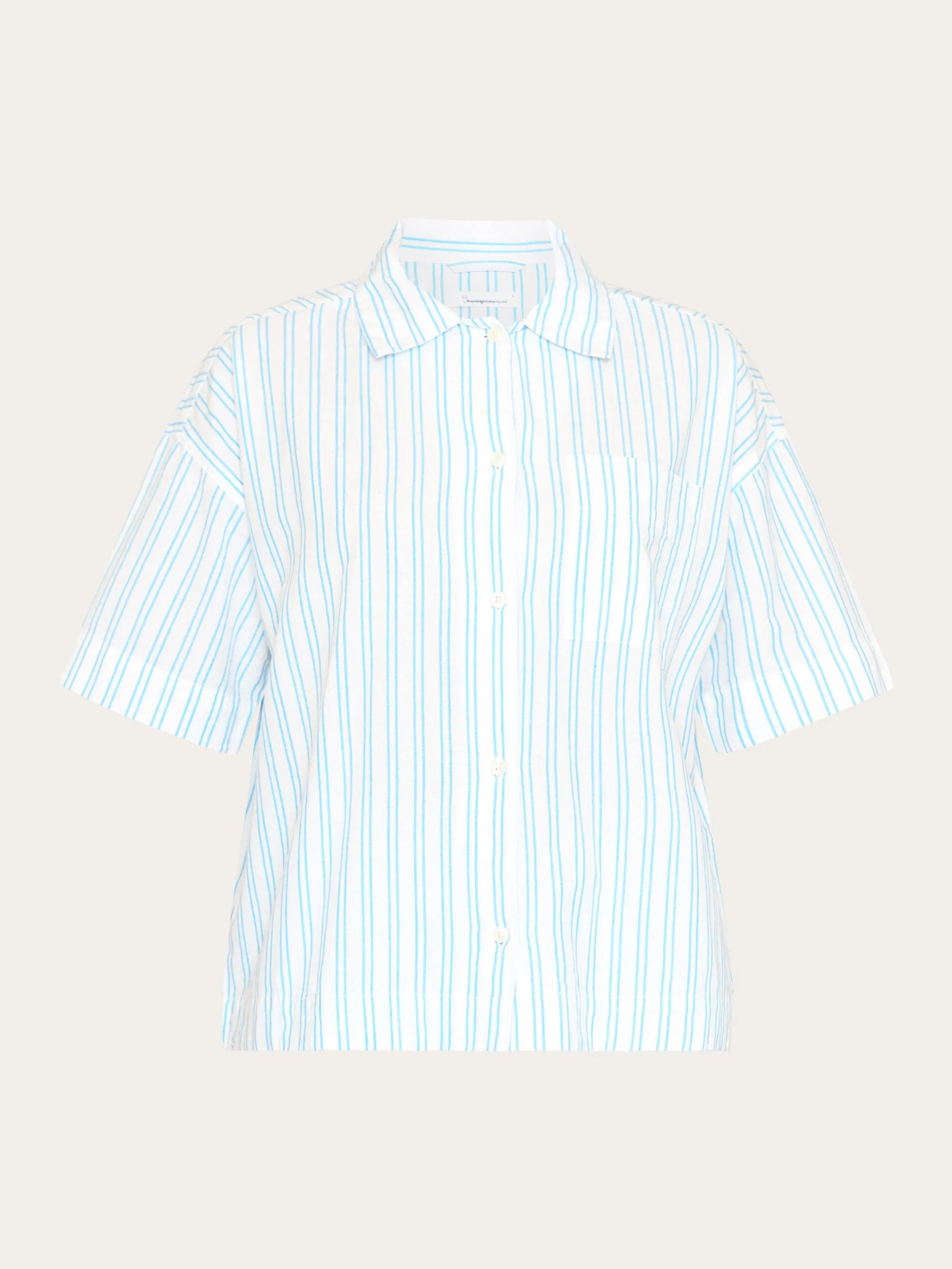 Pyjama short sleeved shirt - GOTS/Vegan - Blue stripe