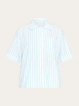 Pyjama short sleeved shirt - GOTS/Vegan - Blue stripe