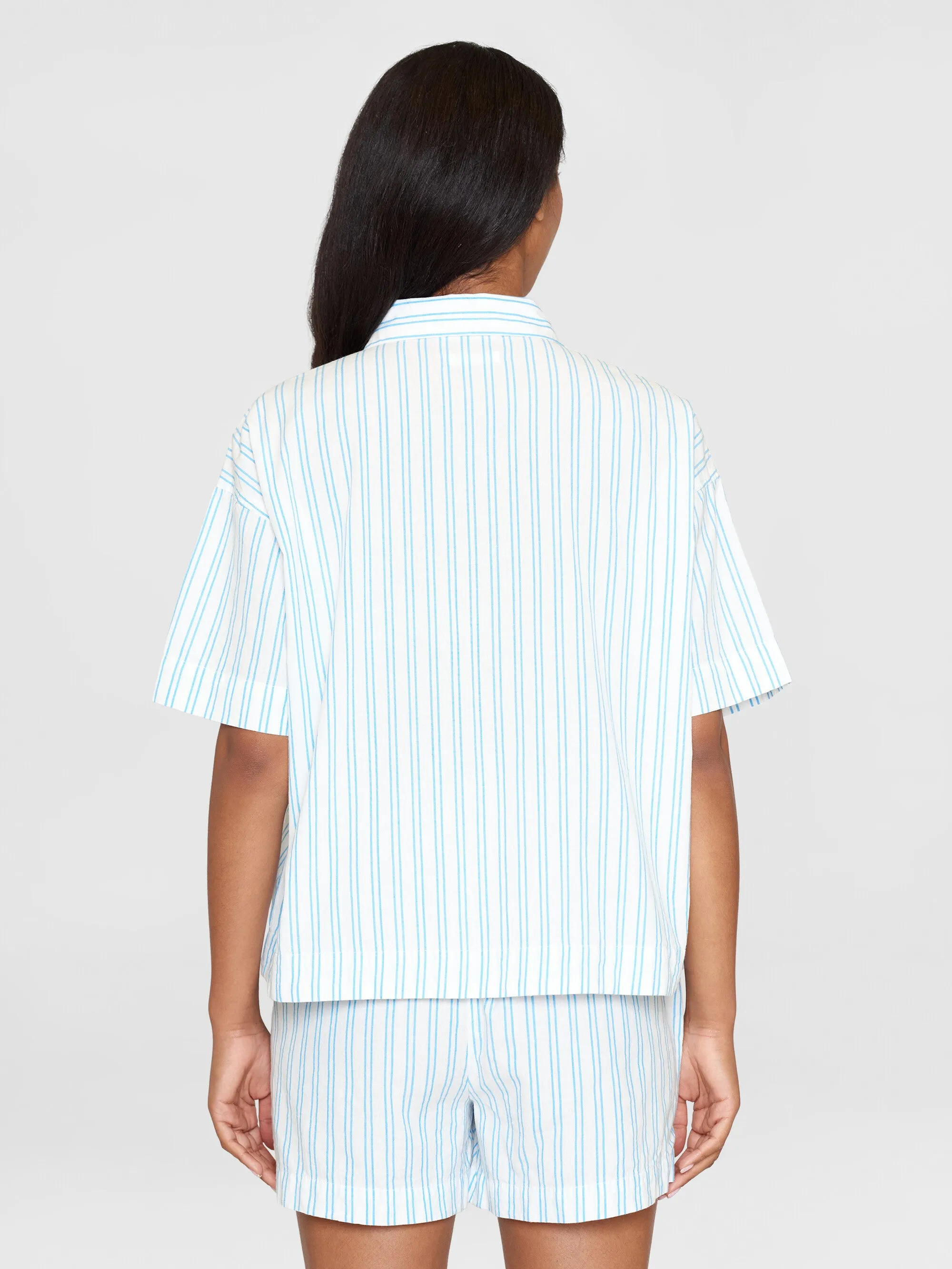 Pyjama short sleeved shirt - GOTS/Vegan - Blue stripe