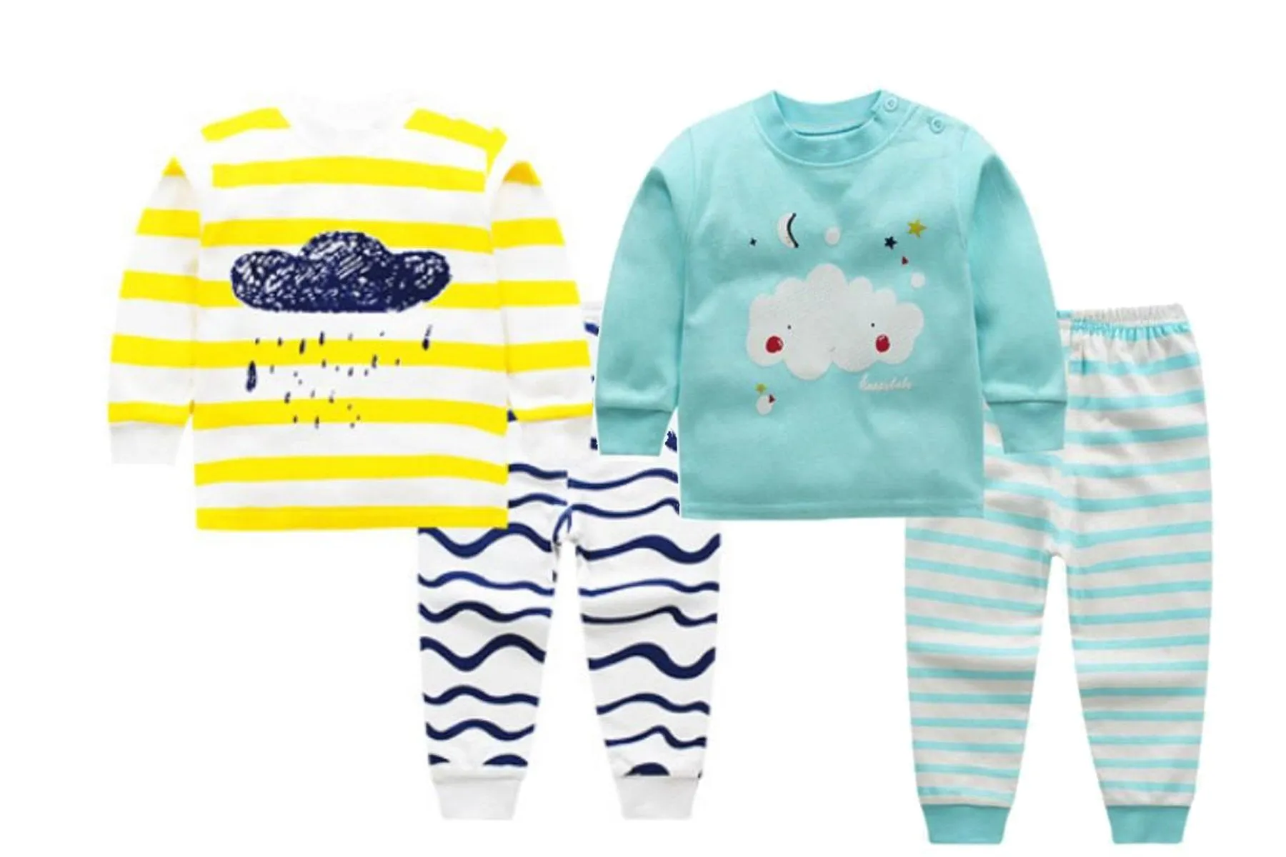 Rain Rain and Happy Cloud Baby and Toddler Pyjama Set of 2