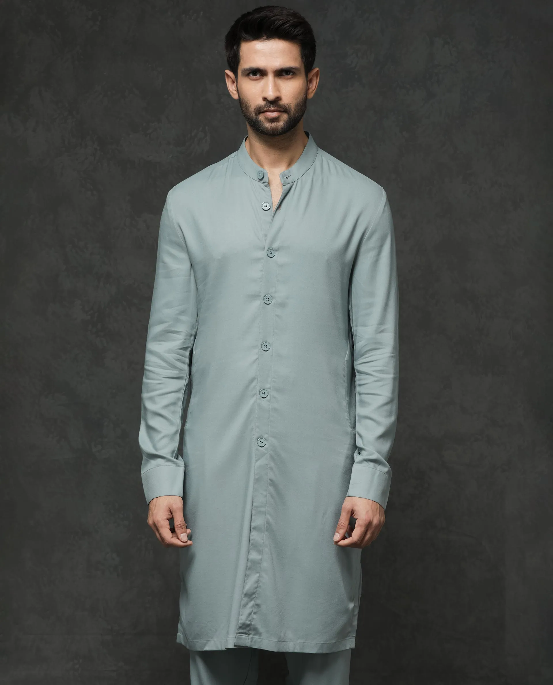 Rare Rabbit Men's Medo-Kpb Dusky Green  Kurta-Suit