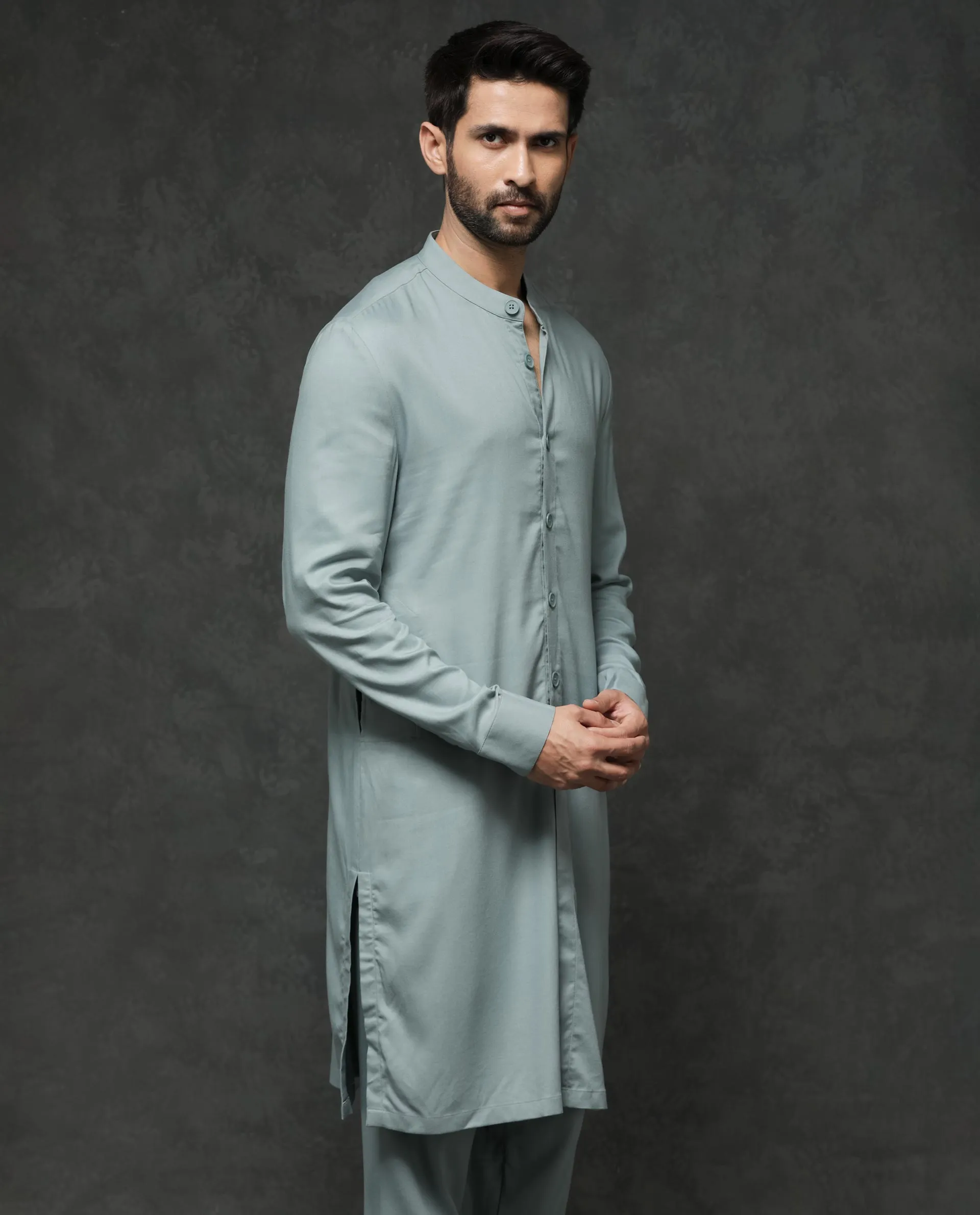 Rare Rabbit Men's Medo-Kpb Dusky Green  Kurta-Suit