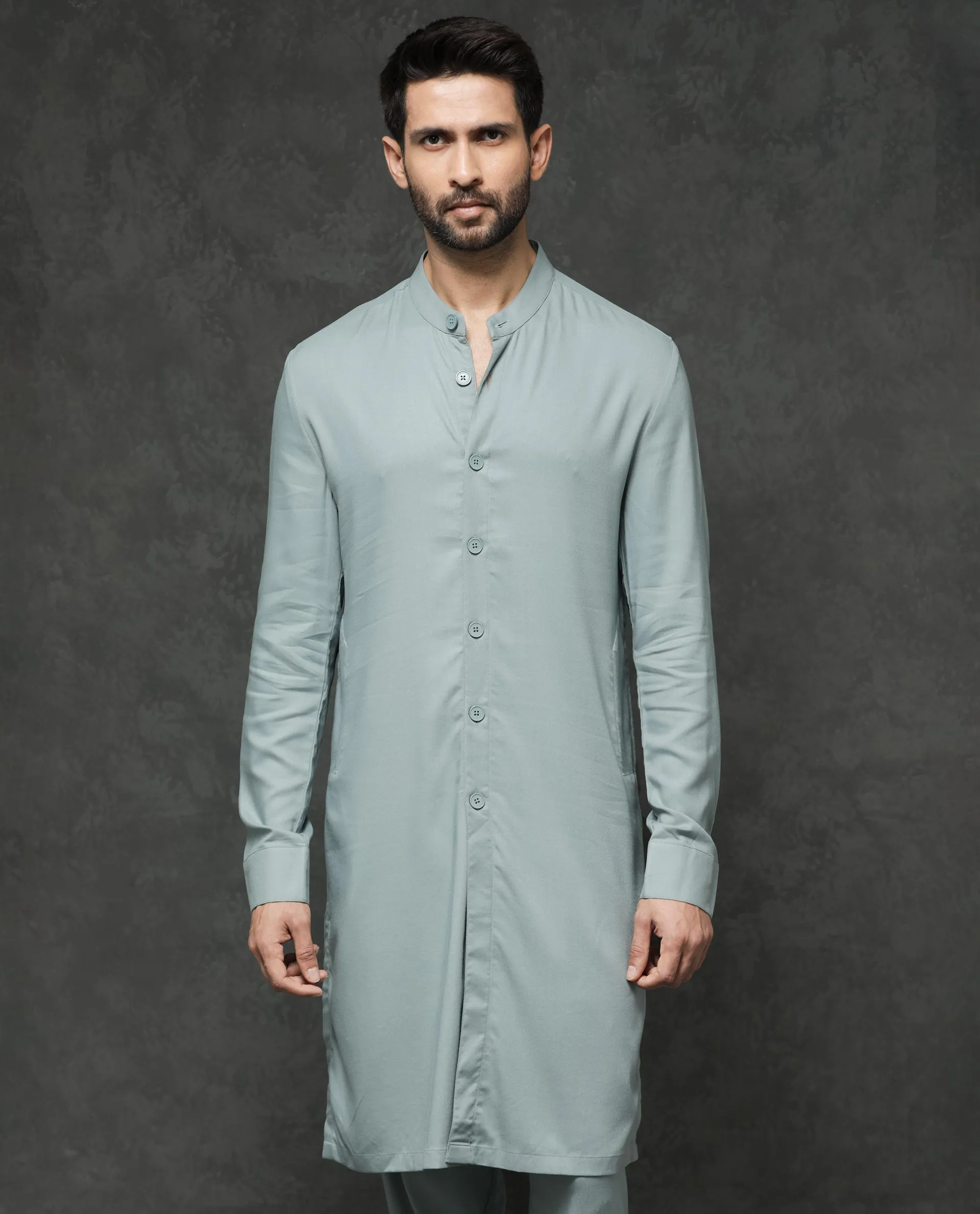 Rare Rabbit Men's Medo-Kpb Dusky Green  Kurta-Suit