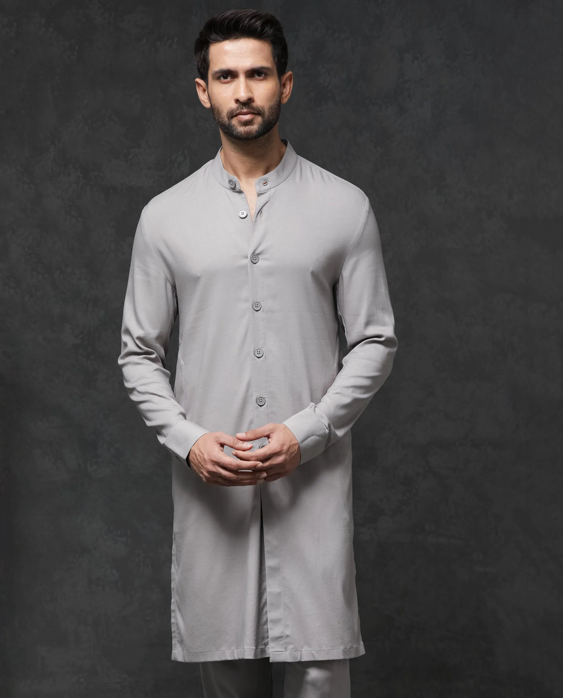 Rare Rabbit Men's Medo-Kpb Grey  Kurta-Suit