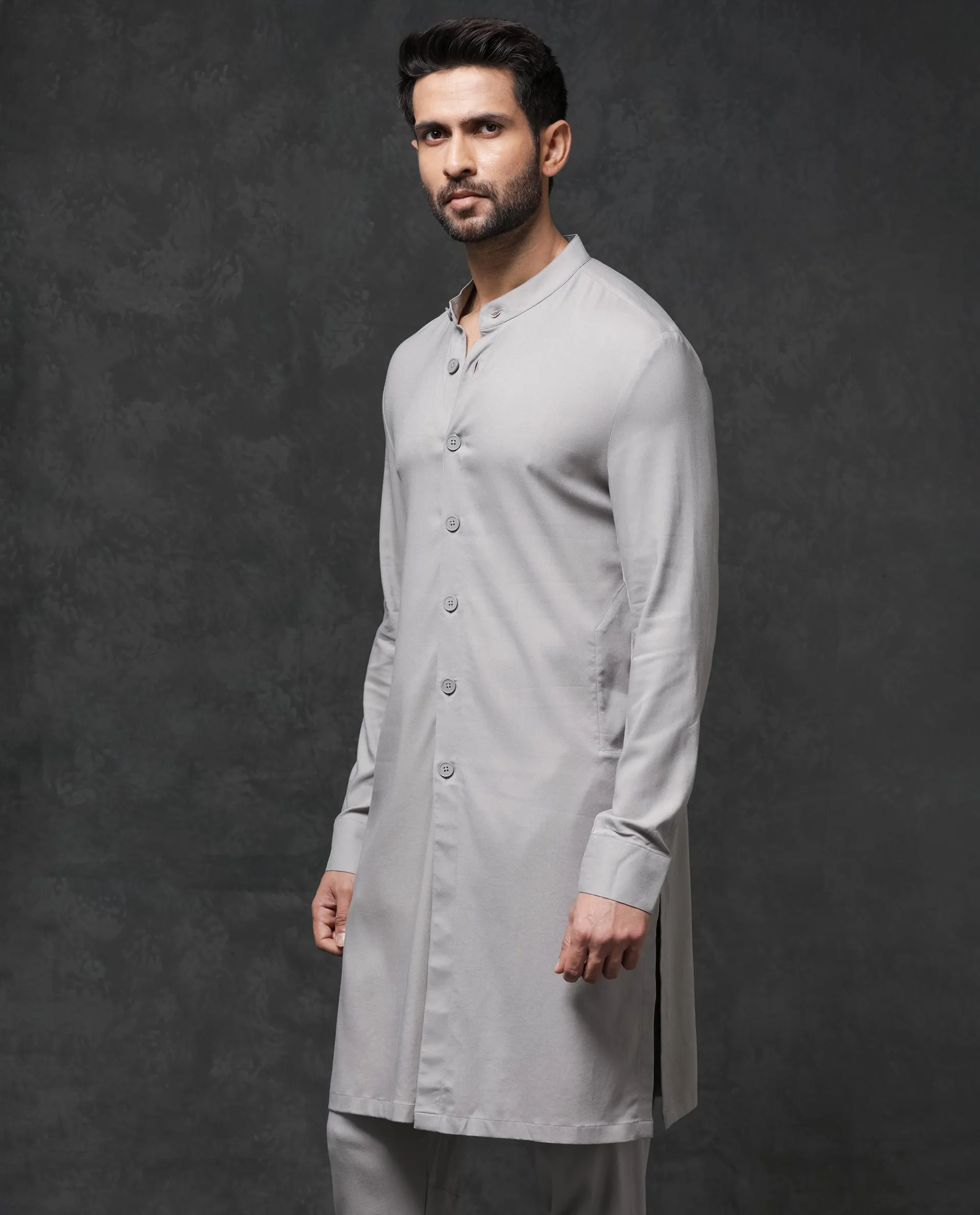 Rare Rabbit Men's Medo-Kpb Grey  Kurta-Suit