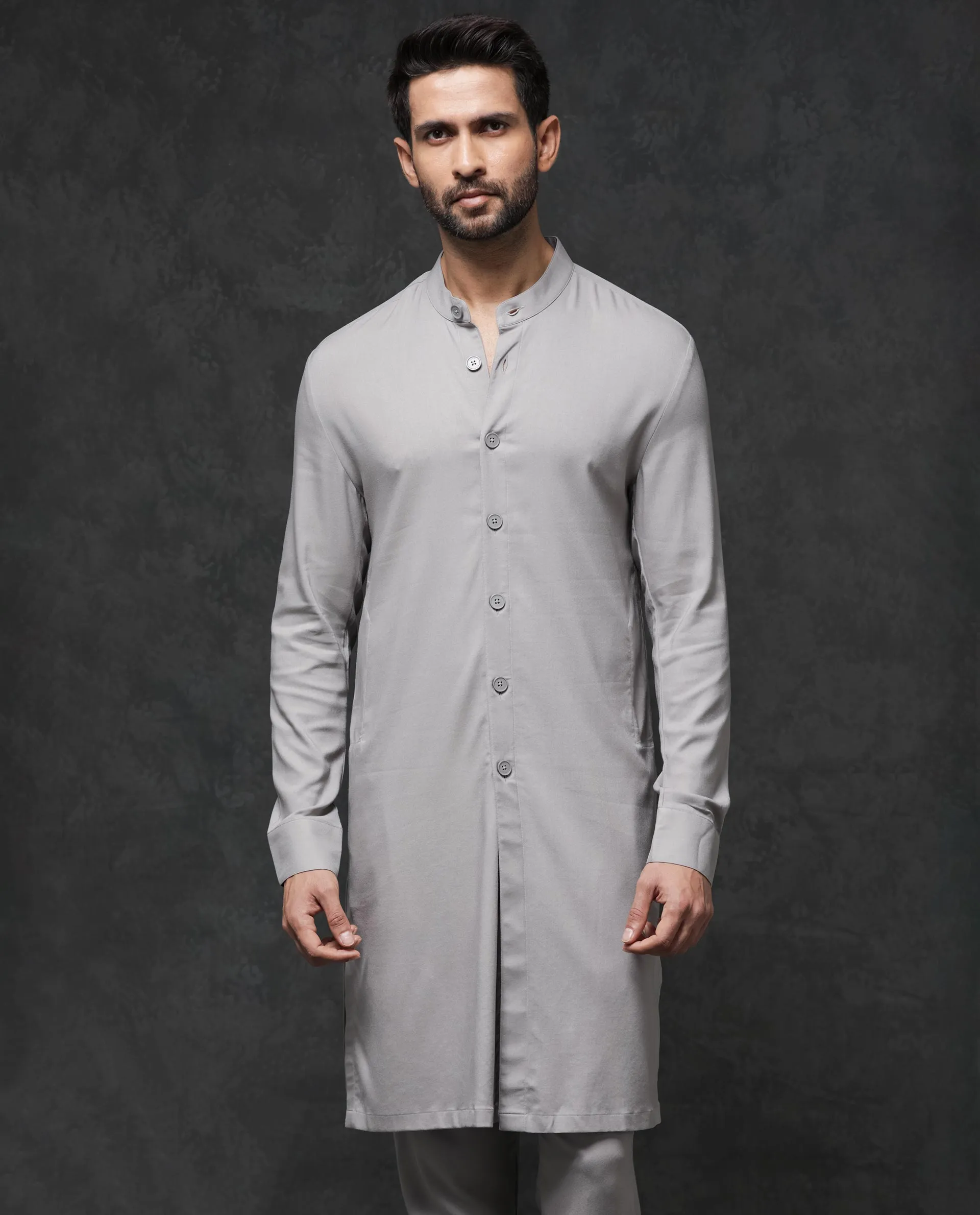 Rare Rabbit Men's Medo-Kpb Grey  Kurta-Suit