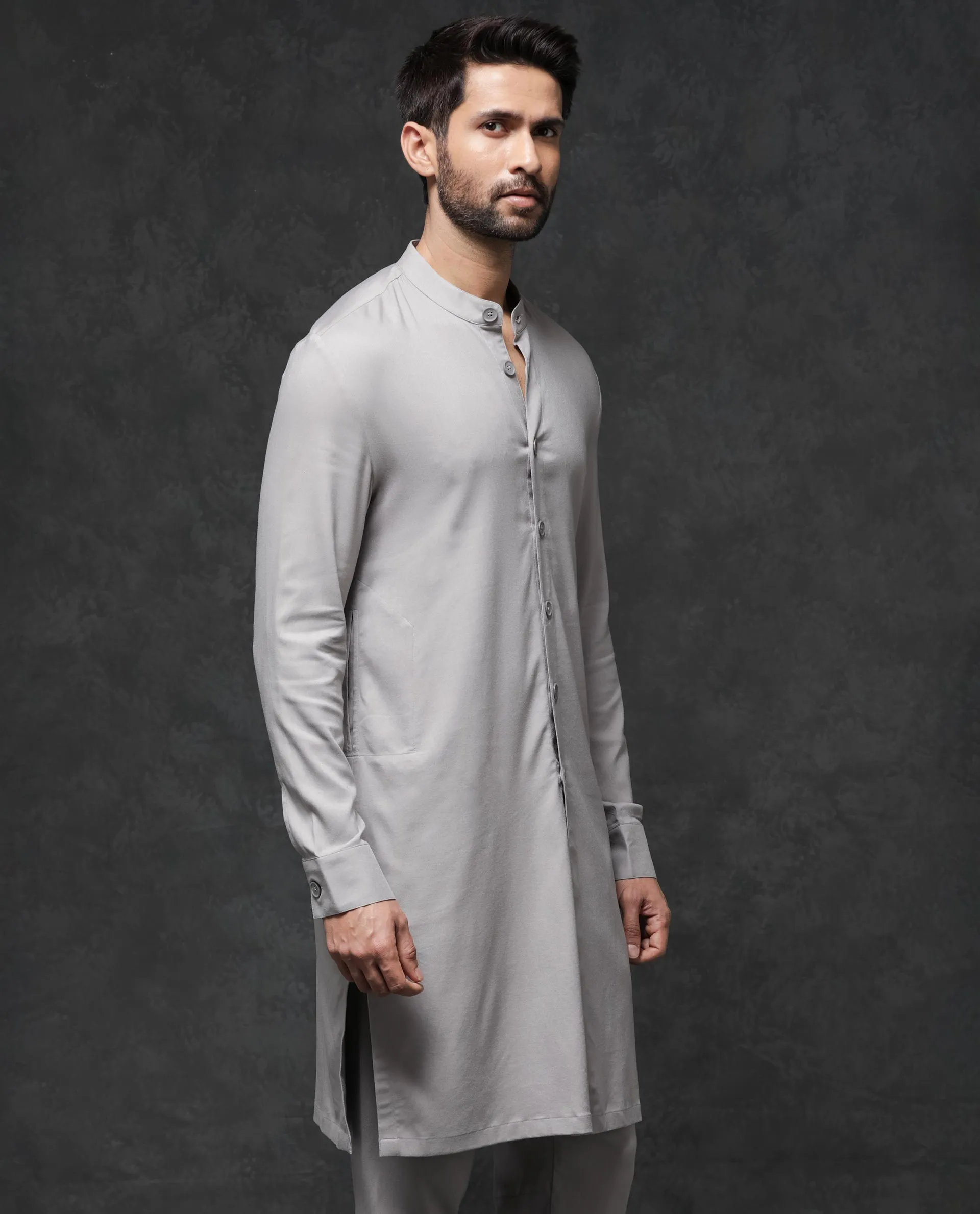 Rare Rabbit Men's Medo-Kpb Grey  Kurta-Suit