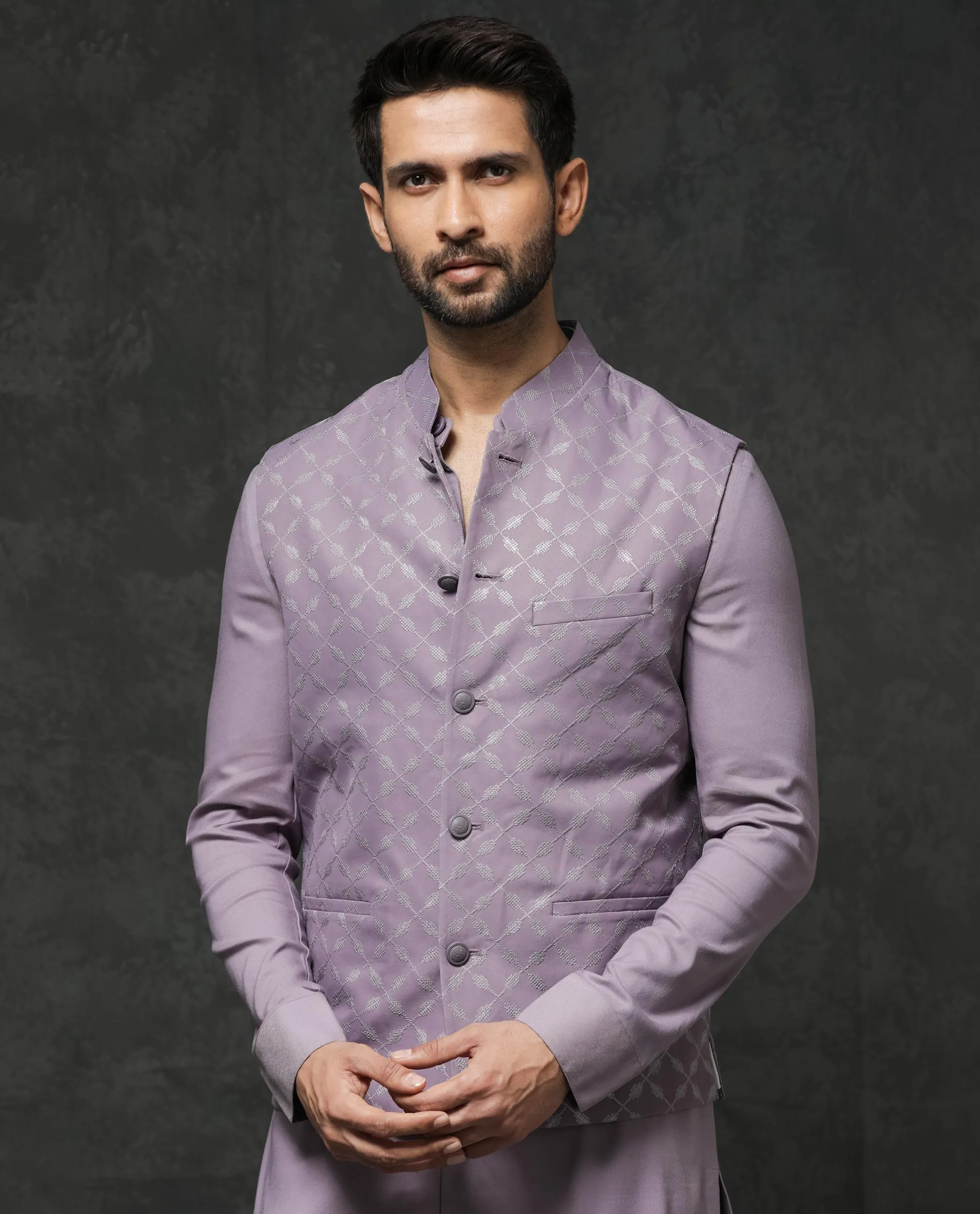 Rare Rabbit Men's Medo-Kpb Pastel Purple Kurta-Suit